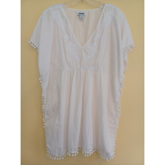 Old Navy white embroidered swim coverup womens S sheer boho vacation pool beach - Picture 1 of 8